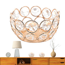Crystal Bowl Candle Holder - Round Gold Candlestick, Portable Table Decoration, Chic Home Accent for Weddings and Events