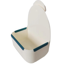 Hamster Ferret Water Bowl Cage Feeder with Lid, Removable Hanging, Spill Proof, White, One Size