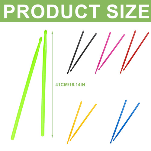 1 Pair 5A Drumsticks, Classical Nylon Plastic Snare Drum-Green 2