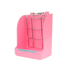 Automatic Feeder Hay Rack Bowl for Small Animals, Plastic Mixing Bowl with Lid, Pink, One Size, Bunny Hay Holder