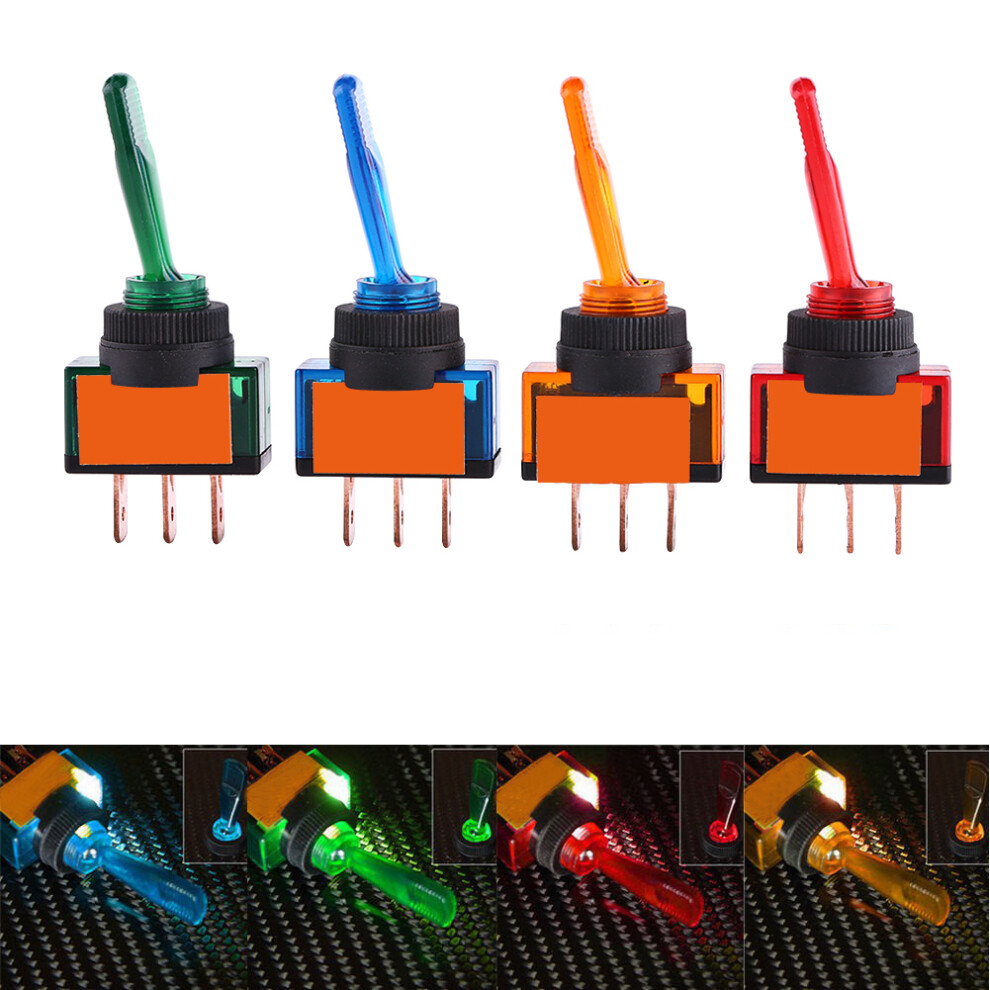 4 Pcs 12V 20A Led On/Off 3 Pin Spst Toggle Rocker 8320539921075