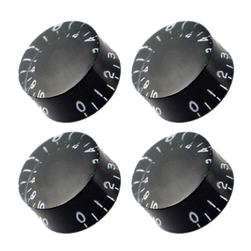 4Pcs Guitar Knobs Replacement Bass Effect-black white text