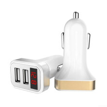 Advanced Dual USB Car Charger Gold with Smart Chip for Fast Charging, Universal Compatibility, and Compact Design
