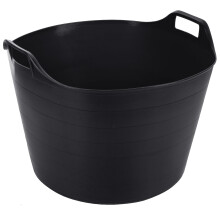 Black Flexi Tub 75 Litre Multipurpose Plastic Storage Container for Garden, Home, Laundry, and Animal Feeding