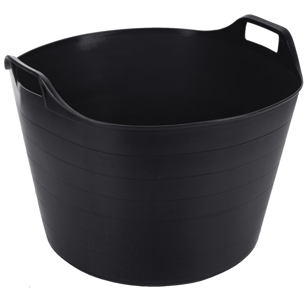 Black Flexi Tub 75 Litre Multipurpose Plastic Storage Container For Garden, Home, Laundry, And Animal Feeding 9016109682130