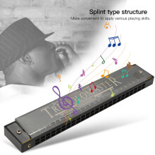 24-Hole C Key Mouthorgan Harmonica Glossy Black MH-24 for Kids