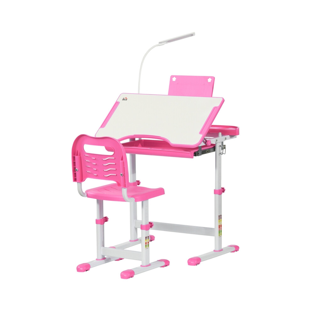 Kids Study Desk and Chair Set Pink with Adjustable Height Storage Drawer Durable MDF Child-Friendly Design-image-OPC-PKCC5C5-NEW