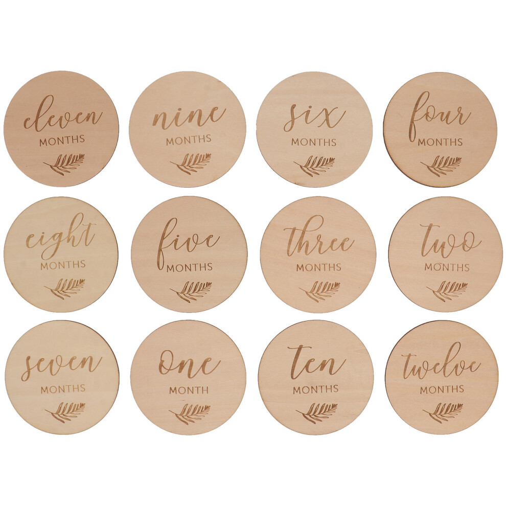 24 Pcs Wooden Baby Milestone Discs Photo Props Solustre