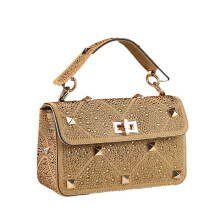 (Golden) High quality Women's Inlaid with diamonds Crossbody Bag temperament single shoulder crossbody bag