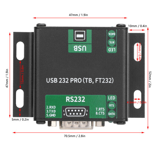 Adattatore seriale USB-RS232, alluminio, 70,552 mm 150K 1