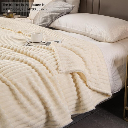 (Cream, 200*230cm) Solid Color Multifunctional Blanket, 1 Count   Soft Comfortable Warm Throw, Skin-friendly Blanket for Bed Sofa Home Decor 2
