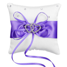 2pcs 10x10cm Heart Wedding Ring Pillow with Satin Ribbon