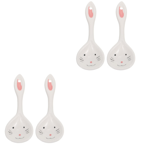 4 Pcs Rabbit Ceramic Kids Spoons 2