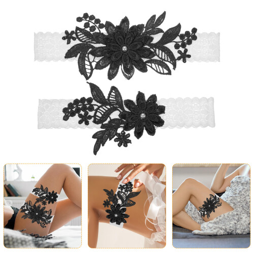 1 Set Elastic Lace Wedding Garter Bride Thigh Garter 1