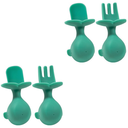 2 Sets Portable Baby Fork Spoon Infant Toddler Tableware 2