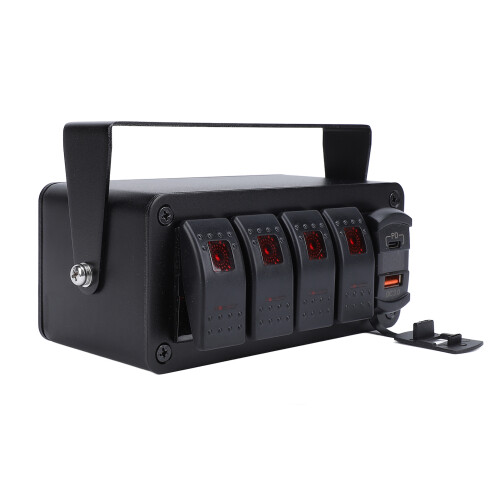4 Gang Rocker Switch Panel with PD Type C QC3.0 2