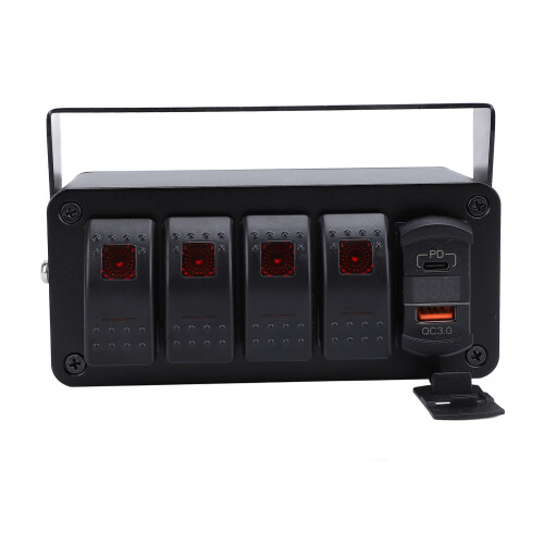 4 Gang Rocker Switch Panel with PD Type C QC3.0 1