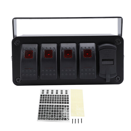 4 Gang Rocker Switch Panel with PD Type C QC3.0