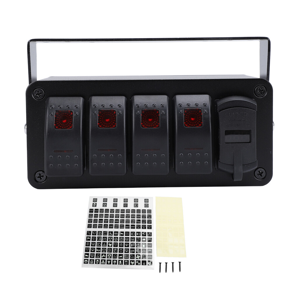 4 Gang Rocker Switch Panel With Pd Type C Qc3.0 8320539922362