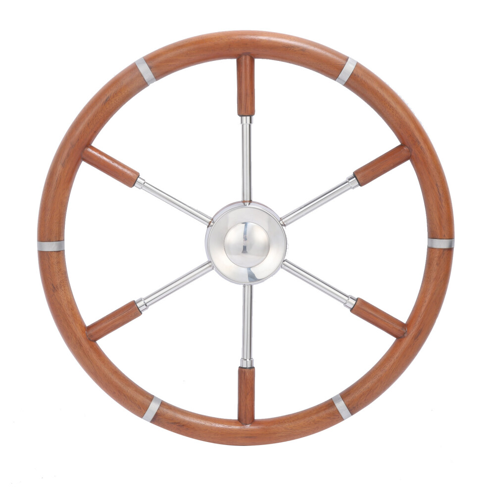 Teak Wood Handle Boat Steering Wheel 6 Spoke 304 8320539922607