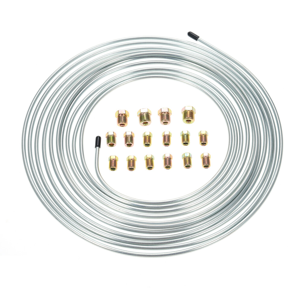 25 ft Copper Brake Line Tubing Kit with 16 Fittings - Silver-image-OPC-PKCCX79-NEW