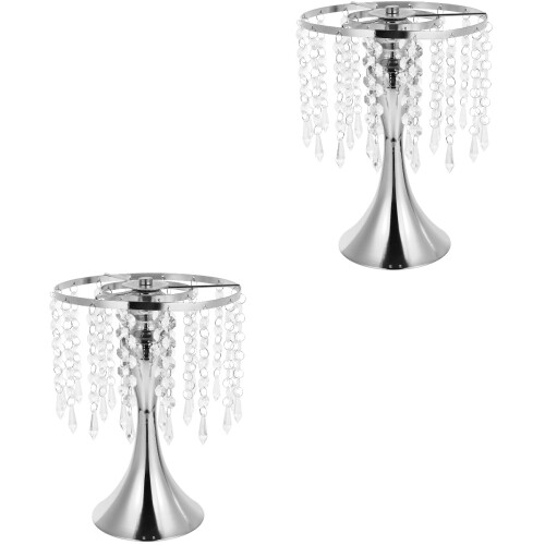 2 Pcs Wedding Candlestick Crystal Candleholder Flower Rack 2