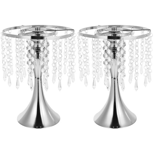 2 Pcs Wedding Candlestick Crystal Candleholder Flower Rack 1