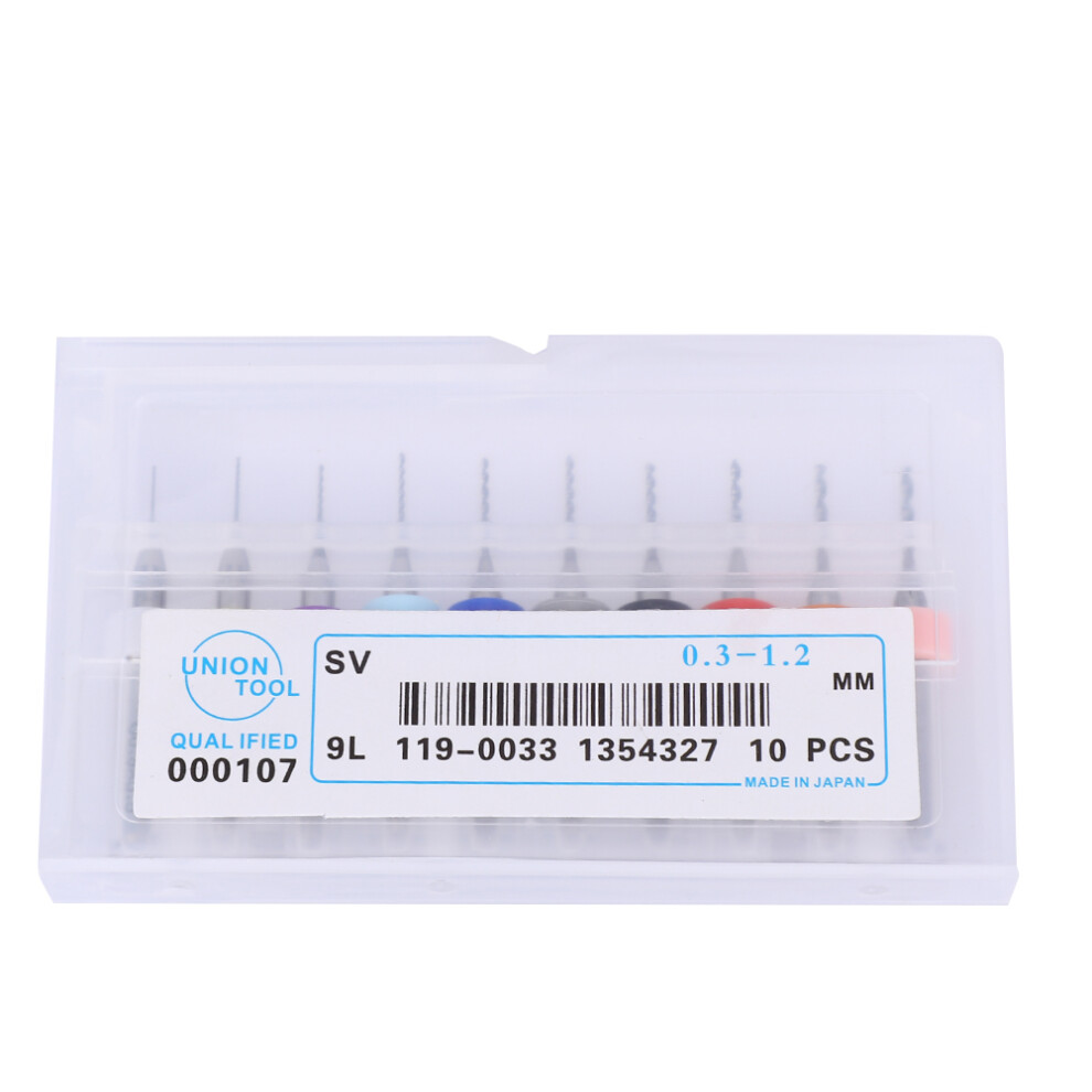 10Pcs/Set 0.3-1.2mm Carbide Micro Drill Bits Set