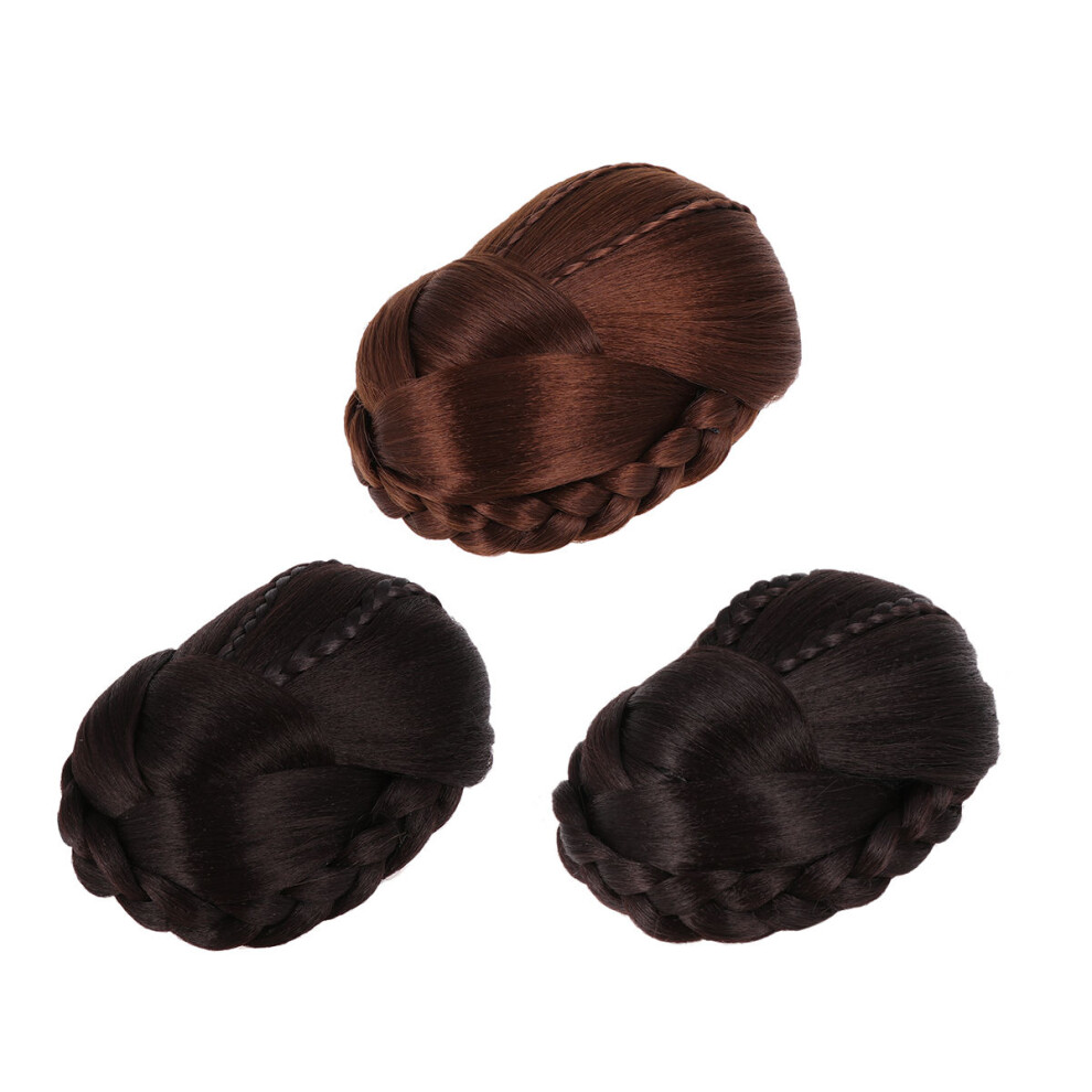 Vaguelly Unisex 1Pc Braided Chignon Wig Synthetic Bun Hairpiece For Women