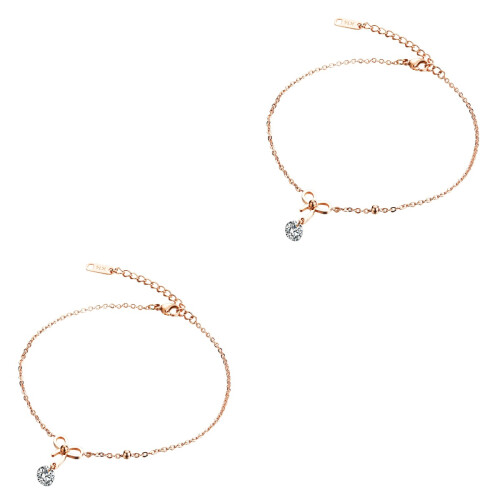 2pcs Diamond Anklets Bowknot Ankle Chain for Woman 2