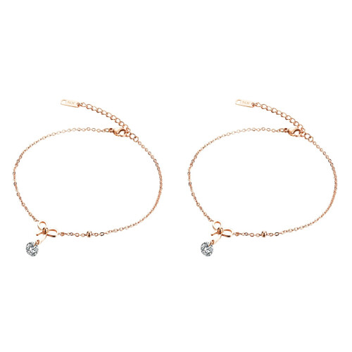 2pcs Diamond Anklets Bowknot Ankle Chain for Woman 1