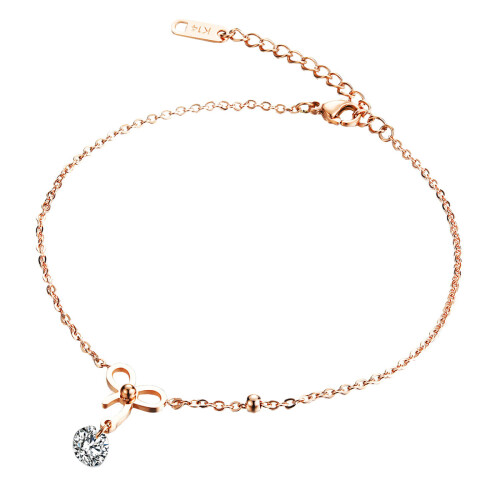 2pcs Diamond Anklets Bowknot Ankle Chain for Woman