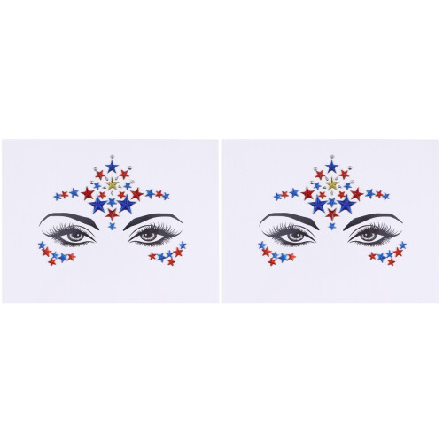 2pcs Pentagram Crystal Face Sticker Acrylic Rhinestone Forehead Decor 1