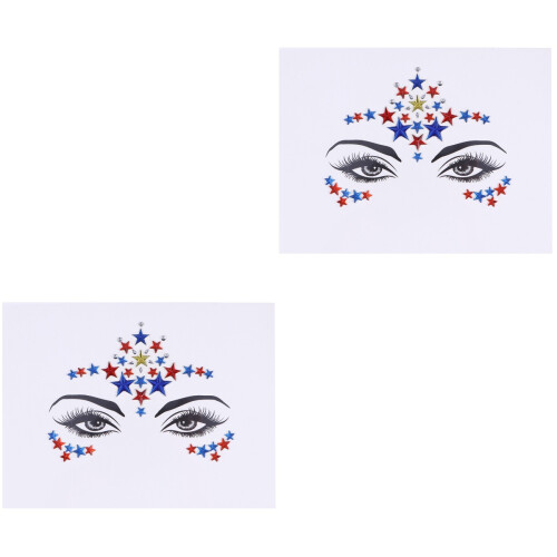2pcs Pentagram Crystal Face Sticker Acrylic Rhinestone Forehead Decor 2