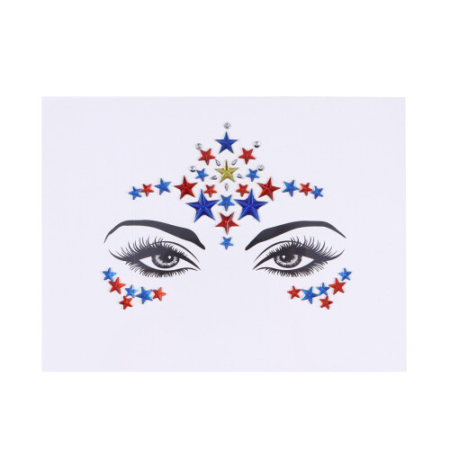 2pcs Pentagram Crystal Face Sticker Acrylic Rhinestone Forehead Decor