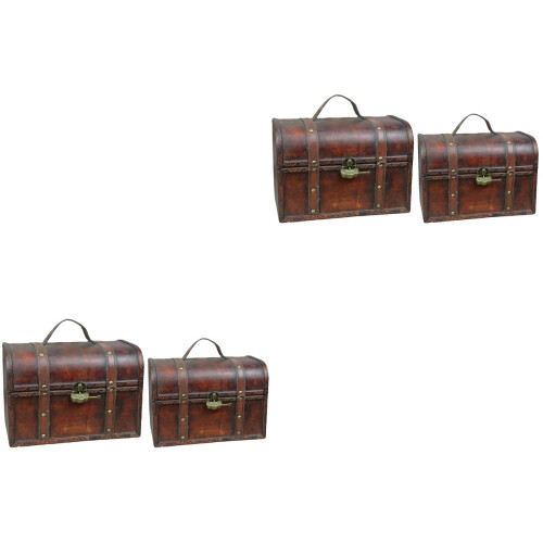 4 Pcs Wooden Storage Cases Retro Chests 2