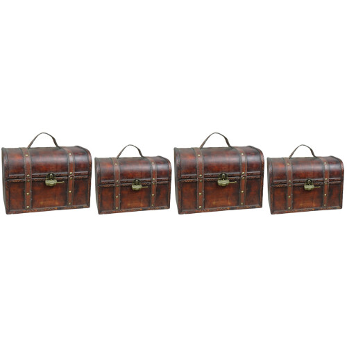 4 Pcs Wooden Storage Cases Retro Chests 1