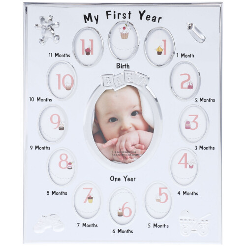 2 Pcs Baby 12 Months Photo Frame Growth Record Display White