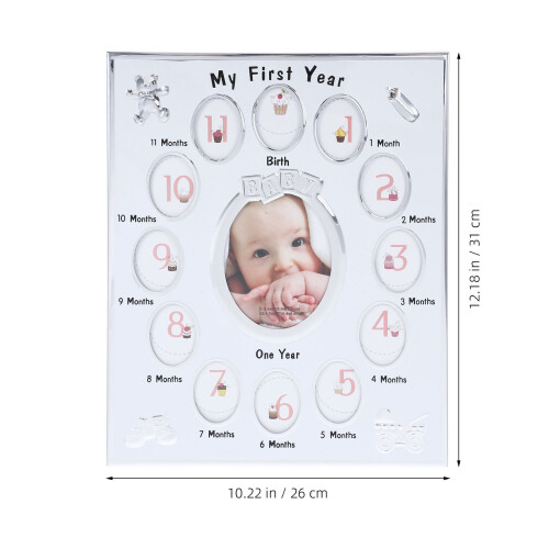 2 Pcs Baby 12 Months Photo Frame Growth Record Display White 1