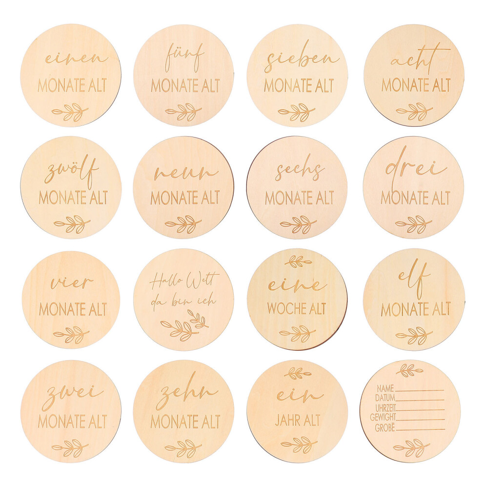 32 Pcs Wooden Baby Milestone Monthly Cards For Newborns Totority