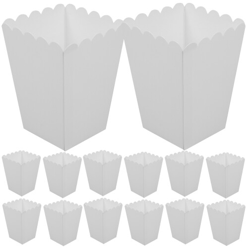 40pcs White Paper Popcorn Boxes Greaseproof Snack Containers