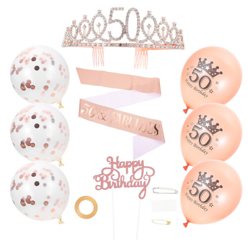 2 Sets Birthday Party Crown Sash Balloons Cake Decor