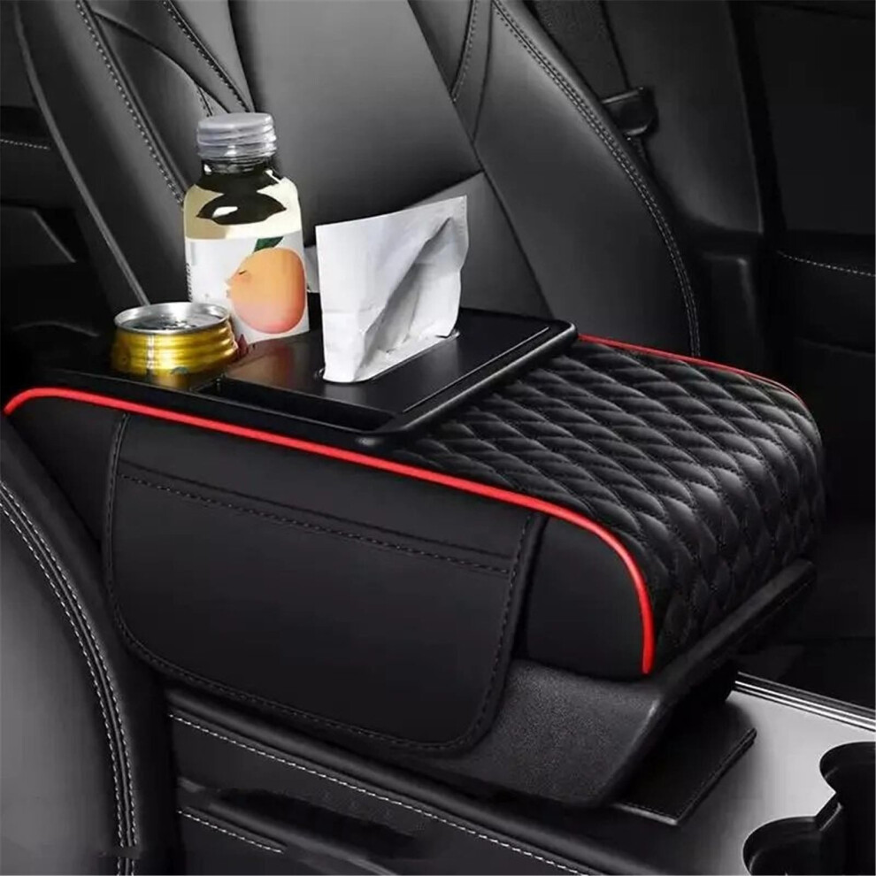 Armrest Storage Box Cushion Thickened Sponge Center Console Cover Pad For Car Elbow Support Black/Red 9084446767223