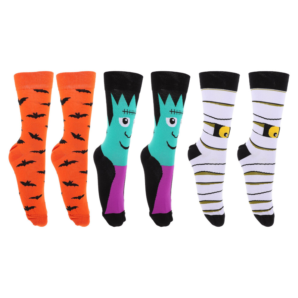 3 Pairs Halloween Mid-Calf Socks Pumpkin Pattern-image-OPC-PKCD5KT-NEW