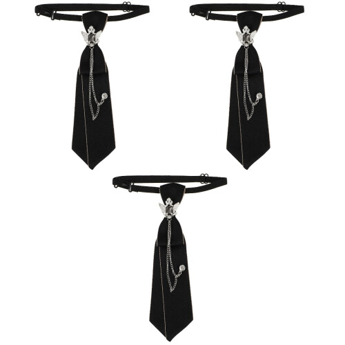 3pcs Polyester Pre-Tie Necktie for Women Men Double-Head Eagle Charm 2