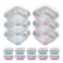 20 Sets Mini Cake Pans with Lids Aluminum Foil Tiramisu Baking Boxes