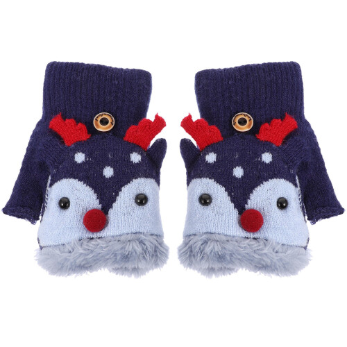 3 Pairs Kids Windproof Warm Half-Finger Gloves
