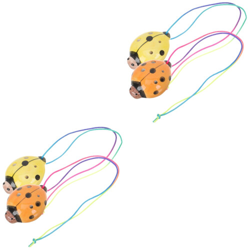 4 Pcs 6-Hole Ceramic Ocarina Ladybird Shaped Wind Instrument 2