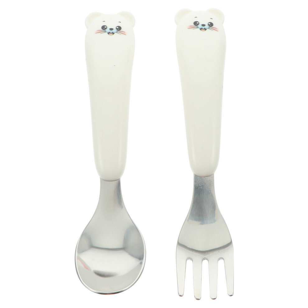 3 Sets Stainless Steel Kids Spoon Fork Tableware Set Solustre