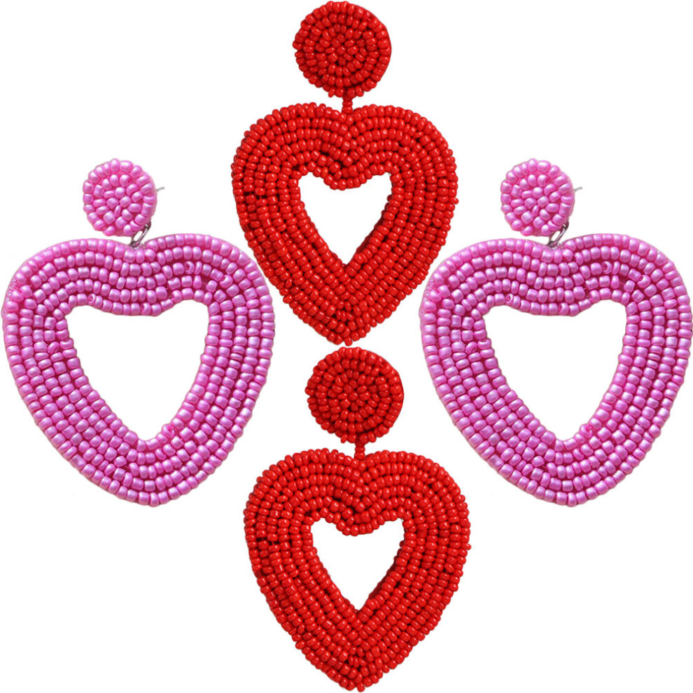 Photos - Earrings 6 Pairs Beaded Heart Dangle  Jewelry